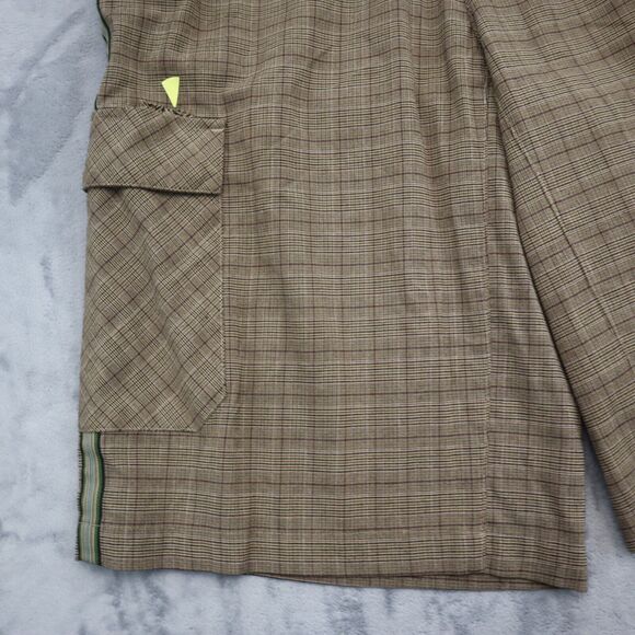 Red Button Shorts Mens 36W Brown Plaid High Waist Flat Front Cargo Bottoms - Picture 7 of 16
